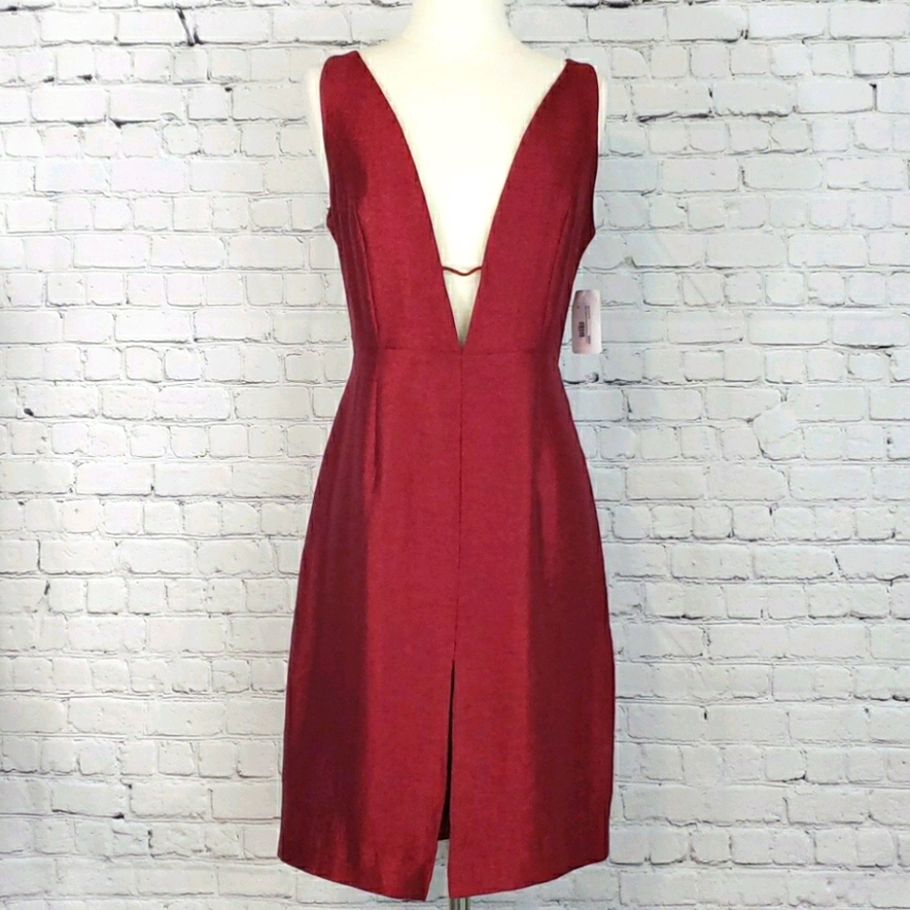 Deep Plunge Sheath Dress Metallic Valentine’s Red l💌